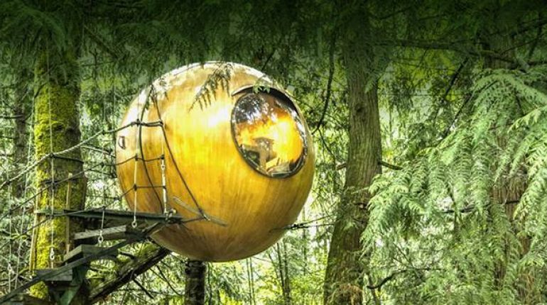 Zpátky na stromy. Tento tolkienovský hotel má postele v korunách!
